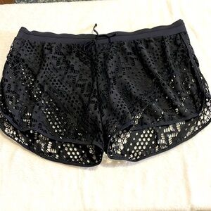 NWOT Eyelet Lace Black Swim Shorts